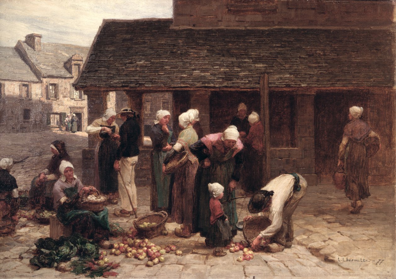 Ploudalmezeaun tori, Bretagne, 1877 tekijältä Leon Augustin Lhermitte