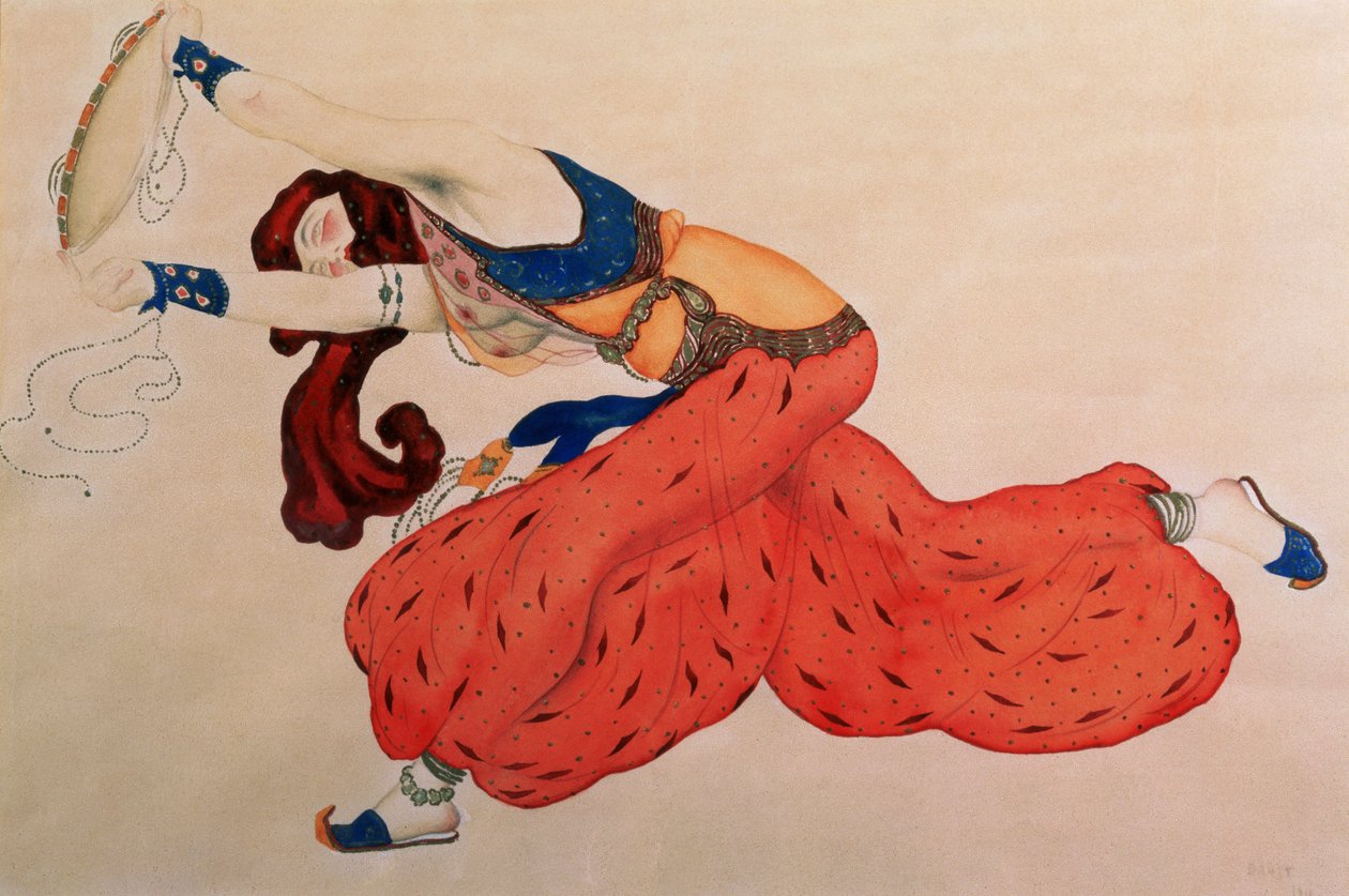 Tutkimus Scheherazade tanssijahahmolle tekijältä Leon Bakst