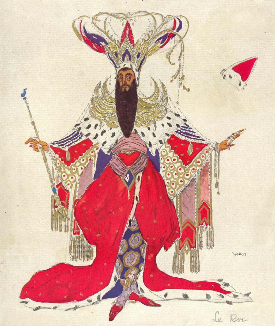 Pukusuunnittelu Potifarille elokuvassa The Legend of Joseph, 1914 (wc ja kultaa paperilla) tekijältä Leon Bakst