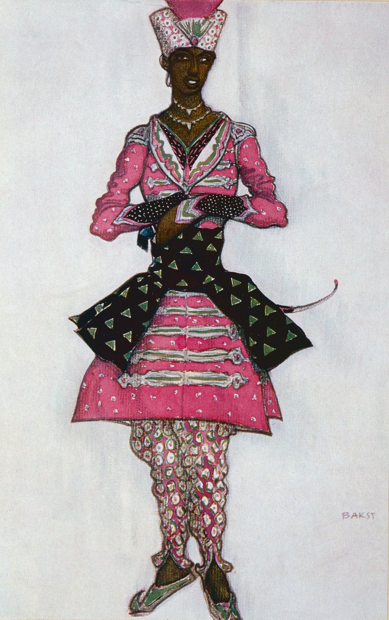 Pukusuunnittelu Intian sulhaselle, Prinsessa Ruusunen, 1921 tekijältä Leon Bakst