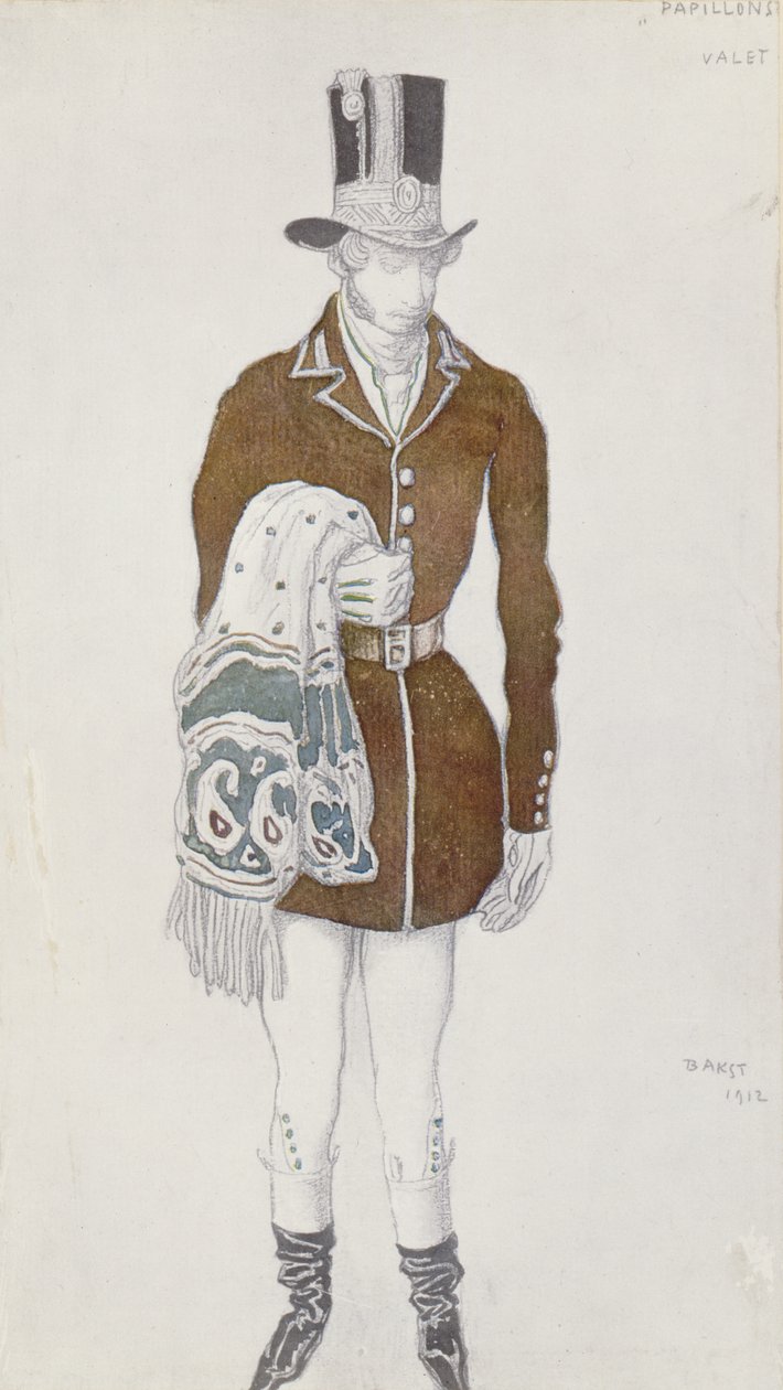 Pukusuunnittelu herrasmiehelle, Les Papillons, 1912 tekijältä Leon Bakst