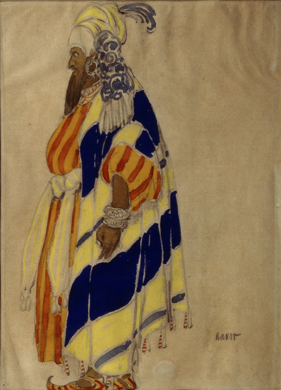 Pukusuunnittelu Mily Balakirevin balettiin Islamey (tempera paperille) tekijältä Leon Bakst