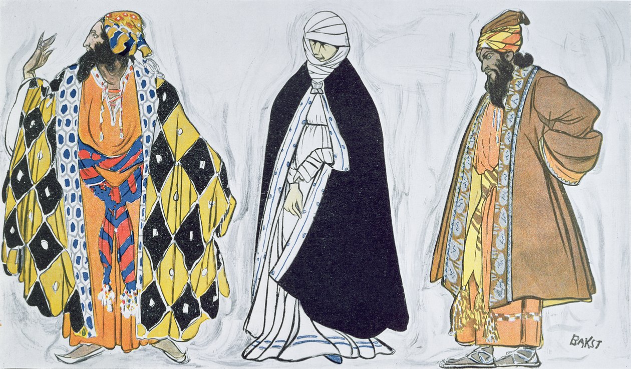 Pukusuunnittelut teokselle "Le Martyre de Saint Sebastien", dramaattinen Ida Rubinsteinin tilaama teos, libretto Gabriele d