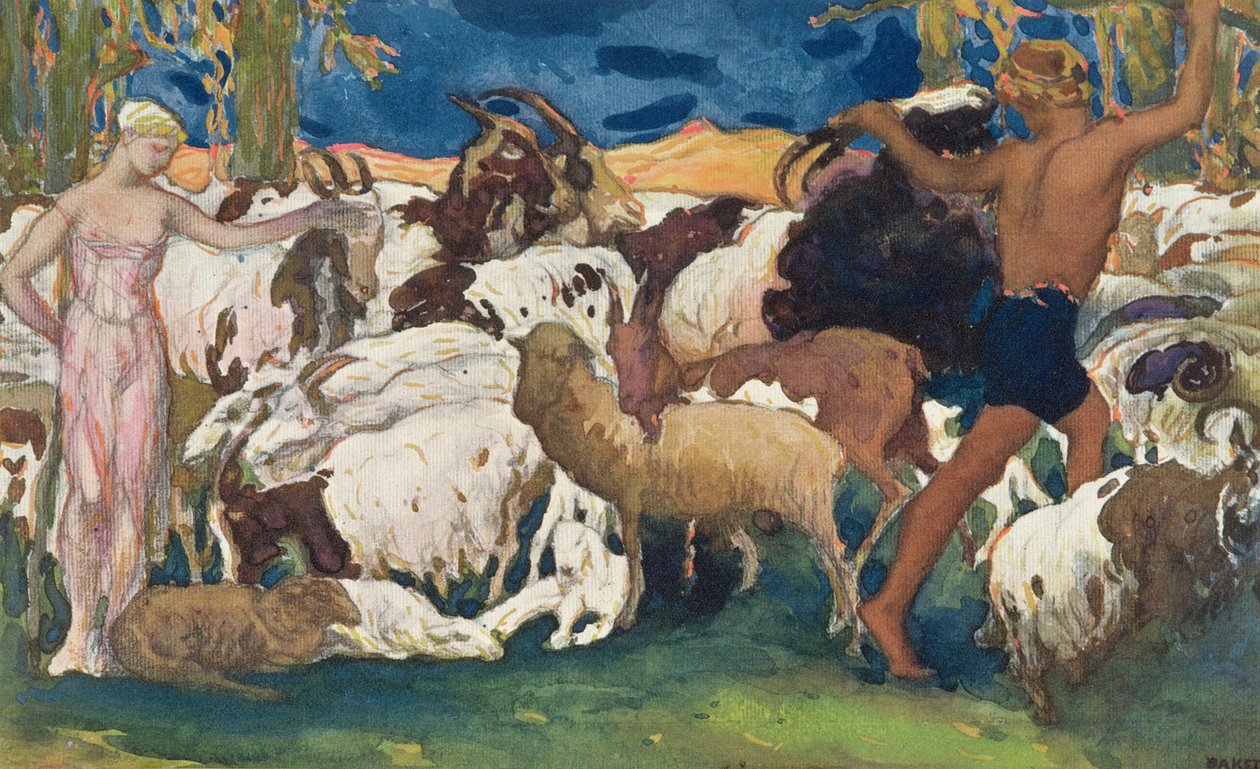 Huonekalut ja erilaiset esineet 1100- ja 1300-luvuilta tekijältä Leon Bakst