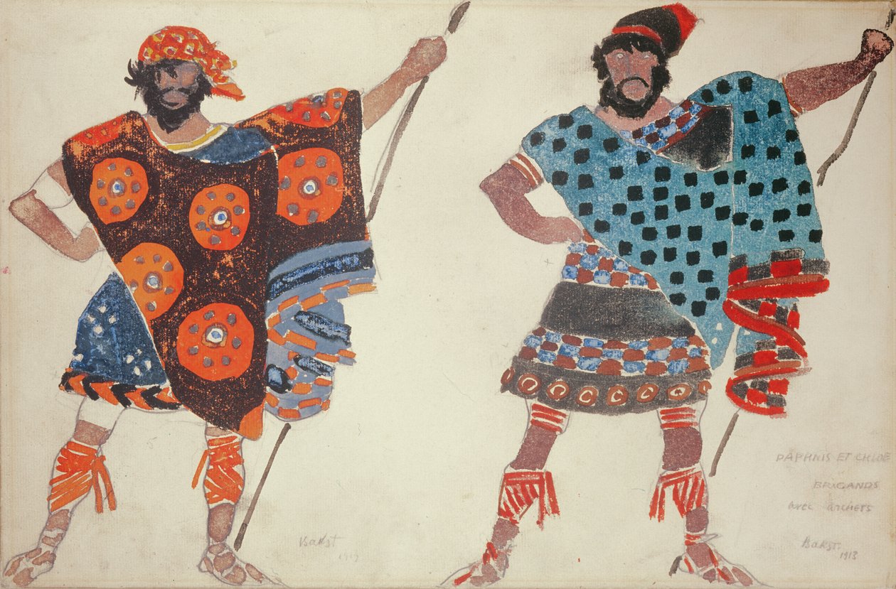 Merirosvon pukusuunnitelma Daphnis ja Chloe -elokuvaan, 1913 (akvarelli kartongille). tekijältä Leon Bakst