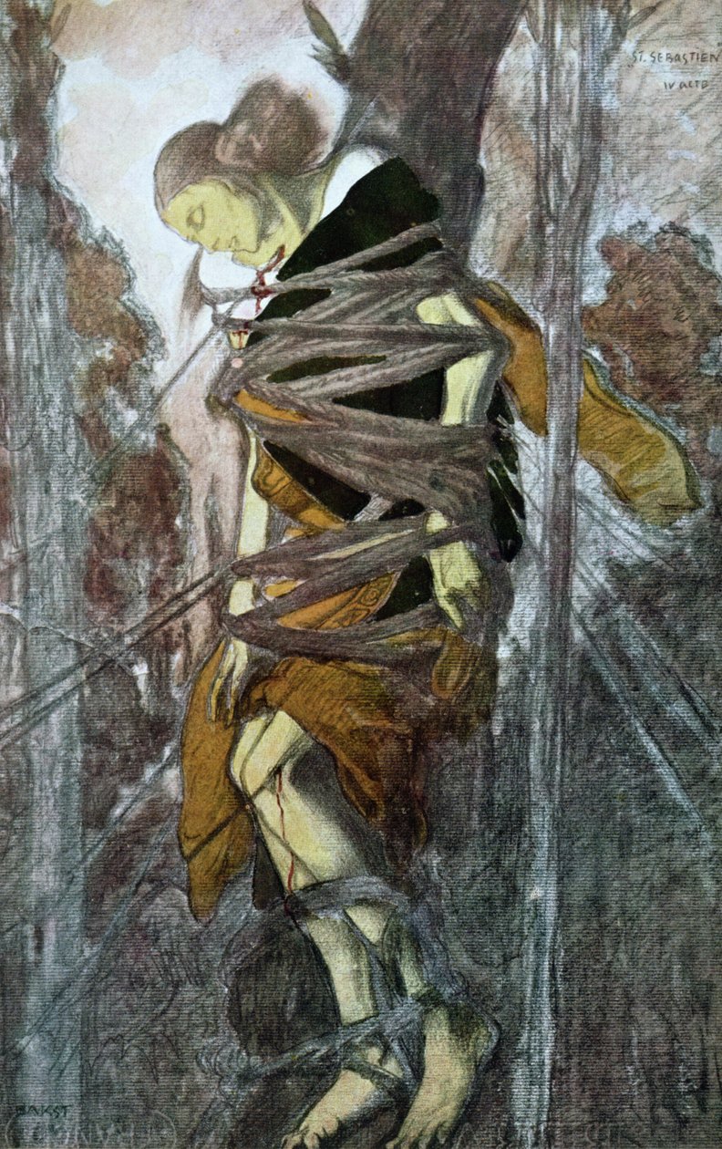 Pyhä Sebastian, Pyhän Sebastianin marttyyri, n. 1911-22 tekijältä Leon Bakst
