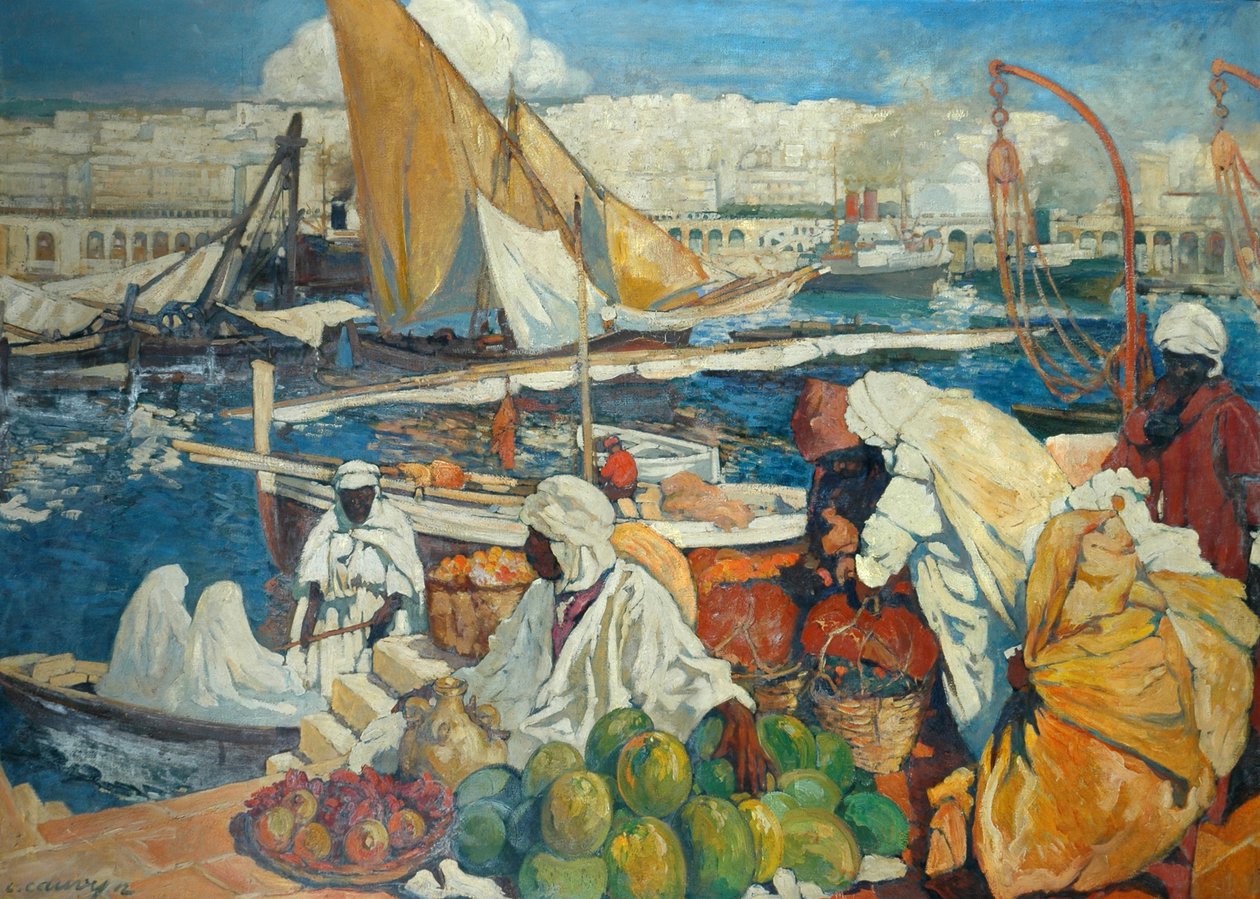 Alger La Blanche - Quay Scene, Alger, 1912 tekijältä Leon Cauvy