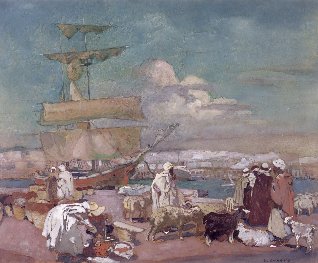 Algerin satama, noin 1900 tekijältä Leon Cauvy