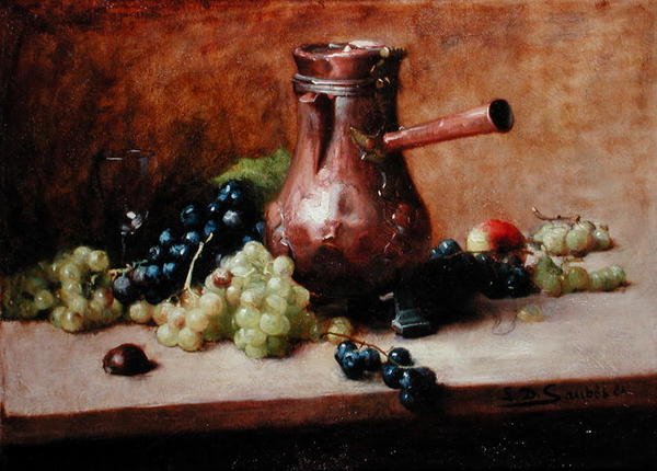Asetelma viinirypäleillä, 1881 tekijältä Leon Daniel Saubes