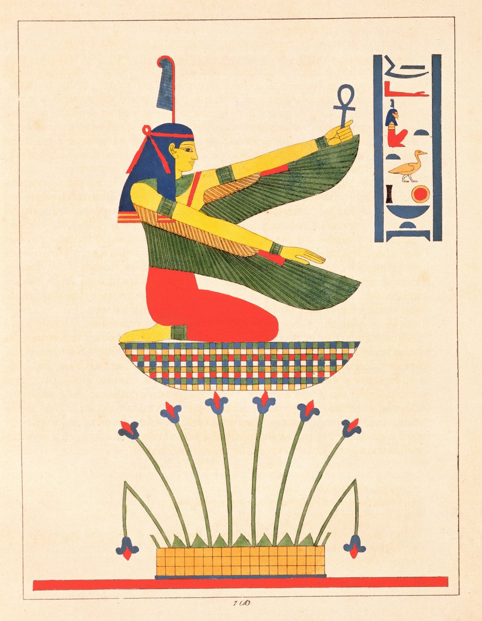 Jumalatar Isis, kuvitus Egyptin Pantheonista: Jean-Francois Champollionin kokoelma mytologisia hahmoja muinaisesta Egyptistä, julkaistu 1823-25 tekijältä Leon Jean Joseph Dubois
