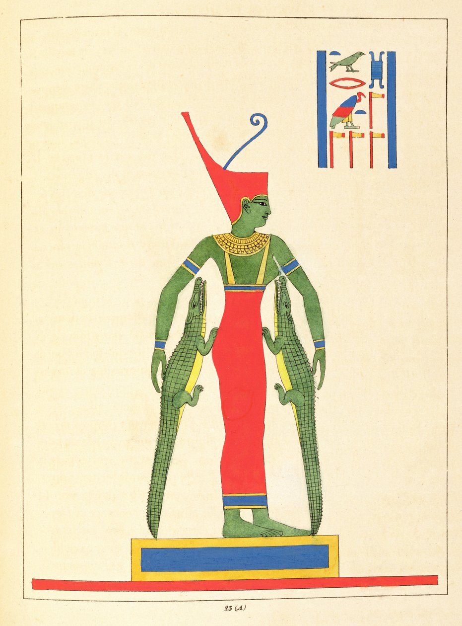 Jumalatar Neith, kuva Egyptin Pantheonista: Jean-Francois Champollionin kokoelma mytologisia hahmoja muinaisesta Egyptistä, julkaistu 1823-25 tekijältä Leon Jean Joseph Dubois