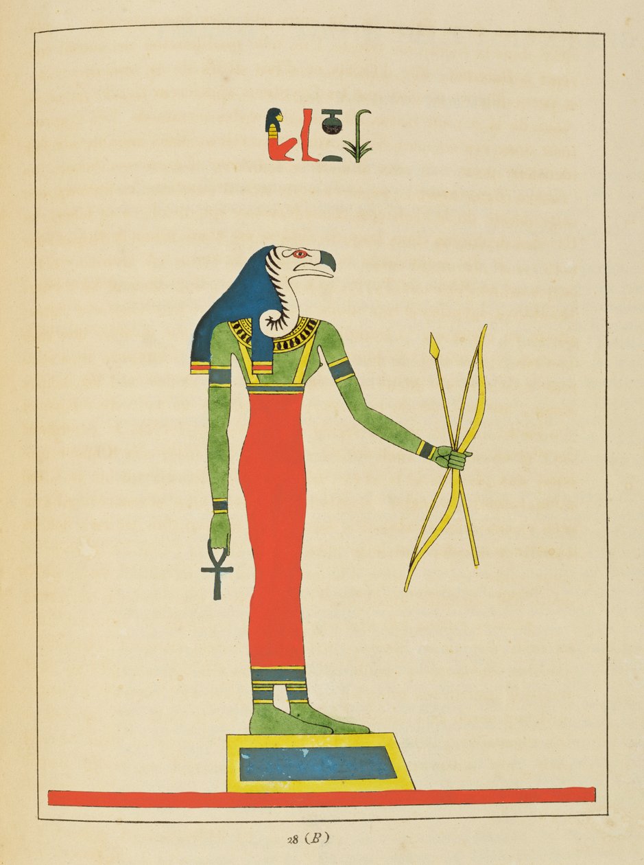 Jumalatar Nekhbet, kuva Egyptin Pantheonista: Jean-Francois Champollionin kokoelma mytologisia hahmoja muinaisesta Egyptistä, julkaistu 1823-25 tekijältä Leon Jean Joseph Dubois