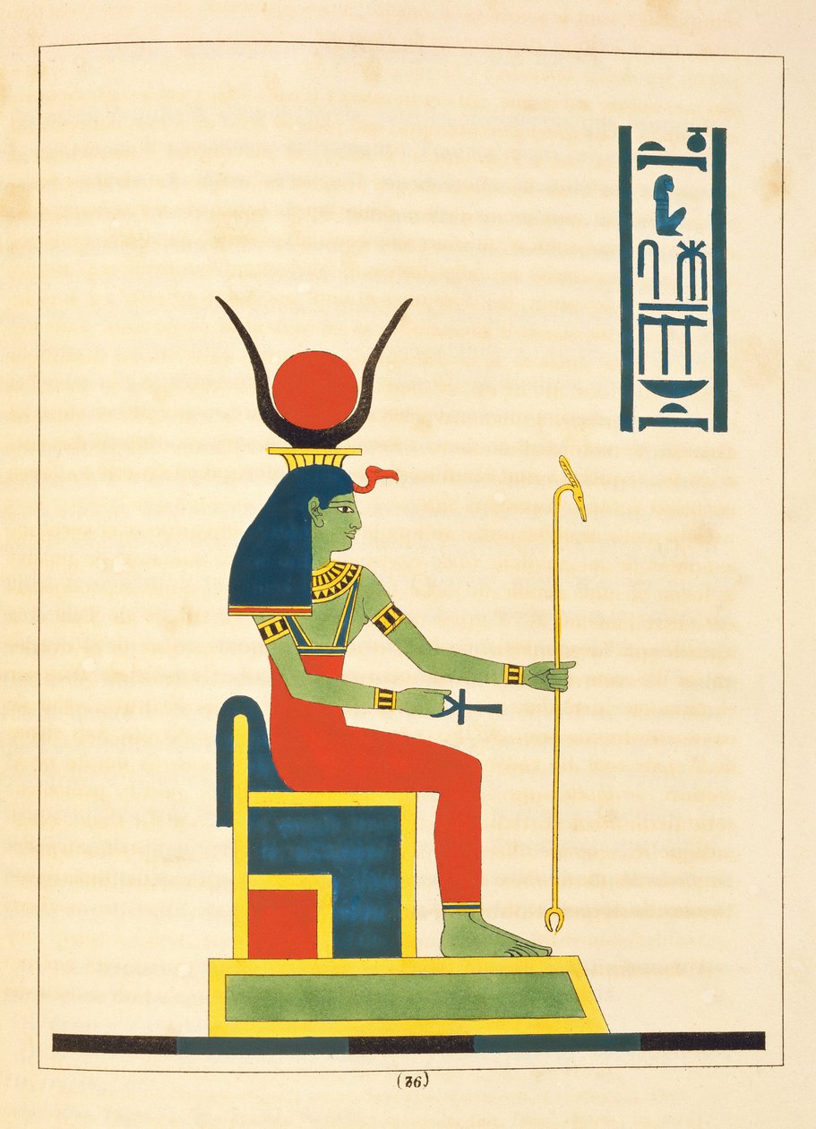 Jumalatar Nut, kuvitus Egyptin Pantheonista: Jean-Francois Champollionin kokoelma mytologisia hahmoja muinaisesta Egyptistä, julkaistu 1823-25 tekijältä Leon Jean Joseph Dubois