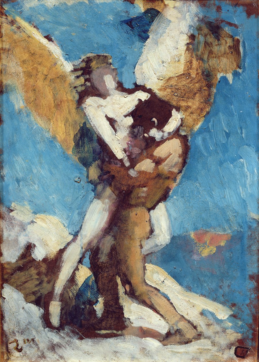 Jaakob paini enkelin kanssa, n. 1876 tekijältä Leon Joseph Florentin Bonnat