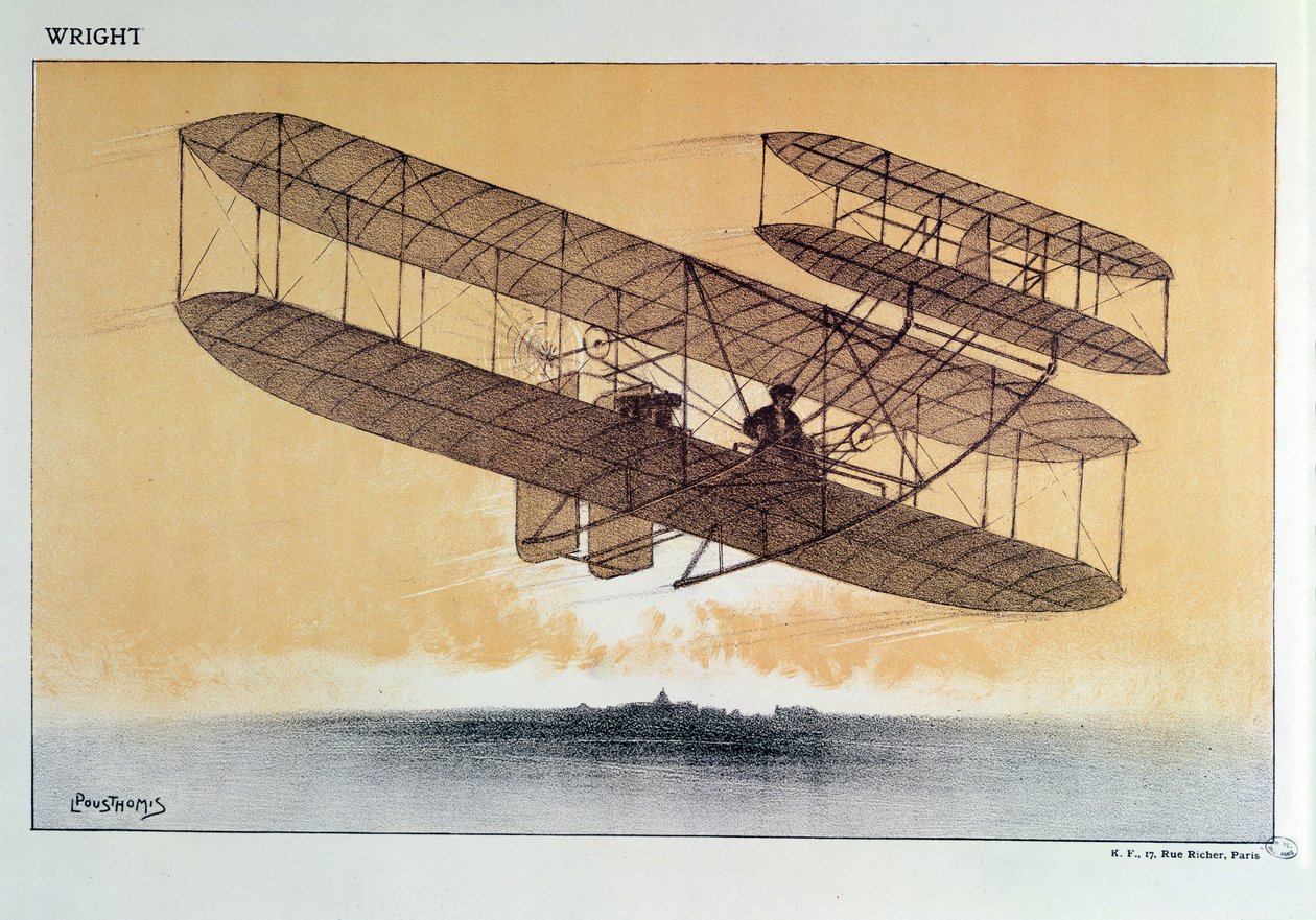 Wilbur Wright (1867-1912) "lentolehtisessään" ennen vuotta 1914 tekijältä Leon Pousthomis