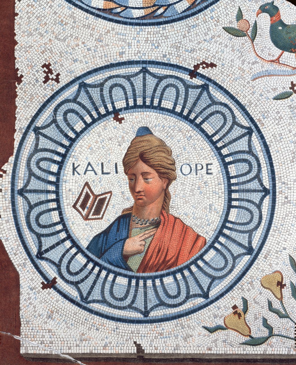 Kalliope, kaunopuheisuuden ja eeppisen runouden muusa (värikaiverrus) tekijältä Leon de Laborde