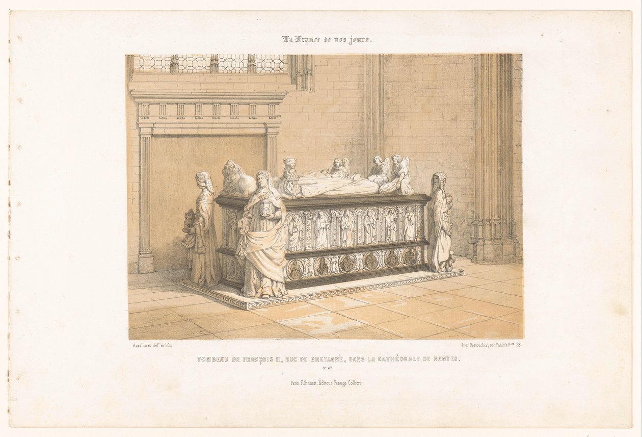 François II Bretagnen hauta Nantesissa katedraali Tombeau de François II, duc de Bretagne, dans la cathédrale de Nantes (otsikko esineessä) Contemporary France (sarjan nimi) La France de nos jours (sarjan nimi esineellä) tekijältä Leon Auguste Asselineau