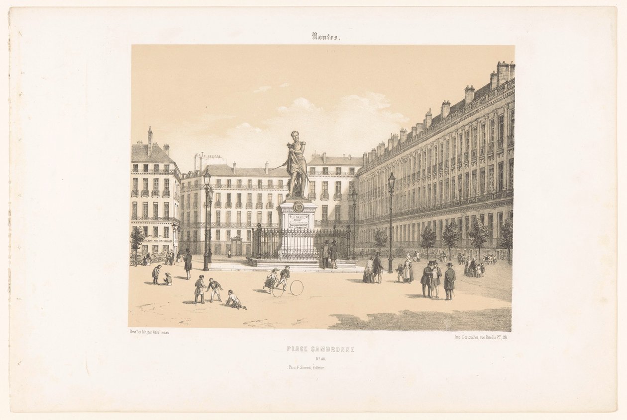 Näkymä Cours Cambronneen Nantesissa Nantes. Place Cambronne (otsikko esineellä) Contemporary France (sarjan nimi) La France de nos jours (sarjan nimi) tekijältä Leon Auguste Asselineau