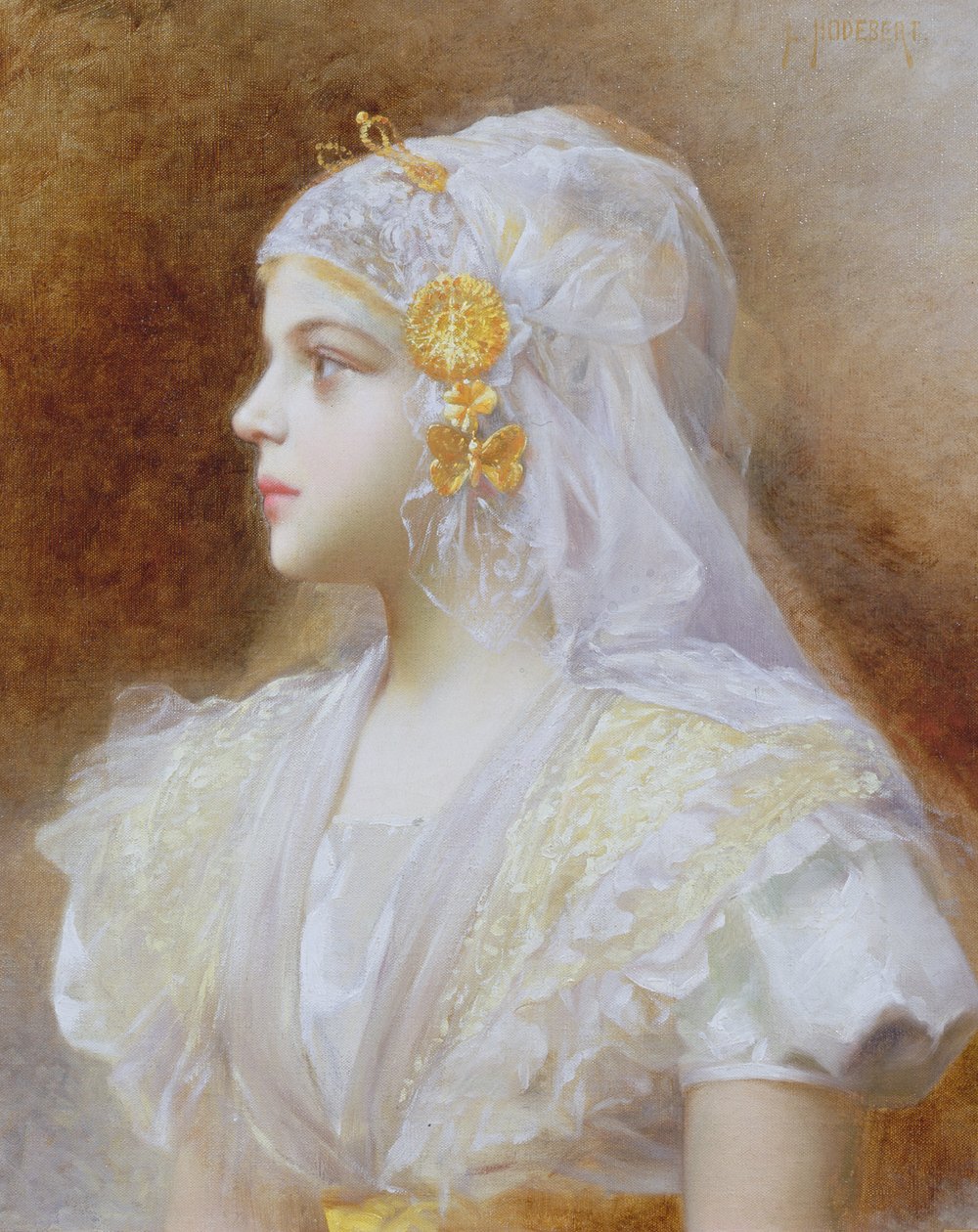 Tytön muotokuva tekijältä Leon Auguste Cesar Hodebert