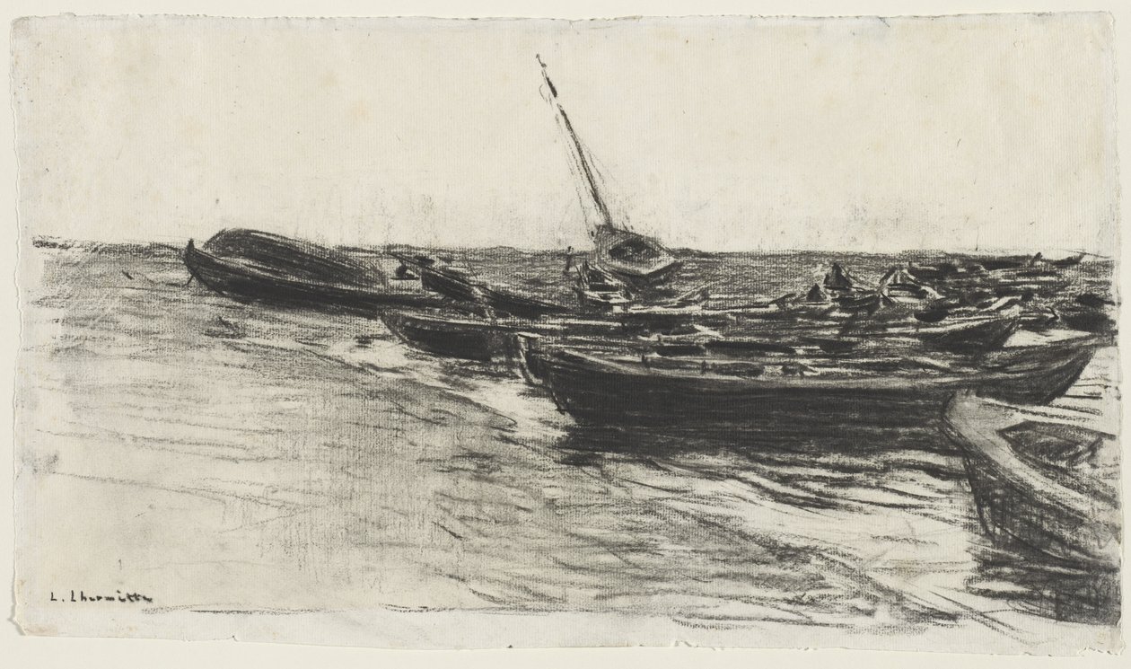 Veneitä rannalla, n. 187481. tekijältä Leon Augustin Lhermitte