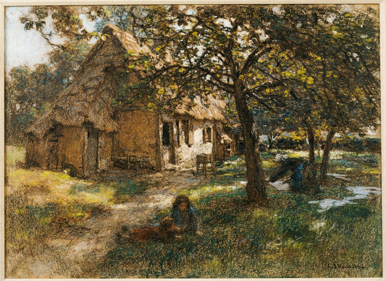 Mökki, Normandia, 1900 tekijältä Leon Augustin Lhermitte