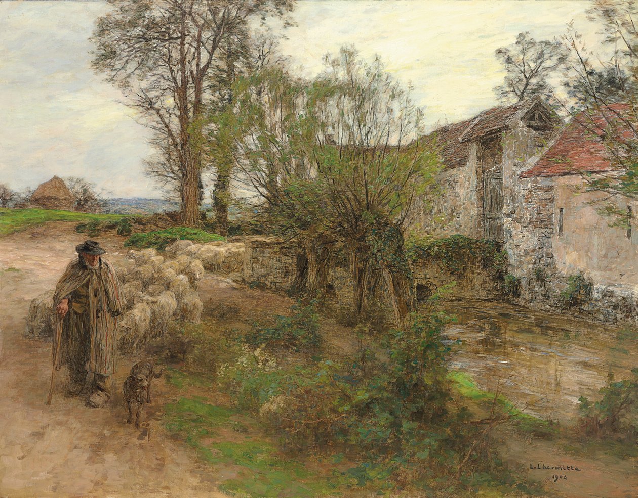 Chailly Streetin lauman uloskäynti; Karjan poistuminen rue Chaillystä, 1904 tekijältä Leon Augustin Lhermitte