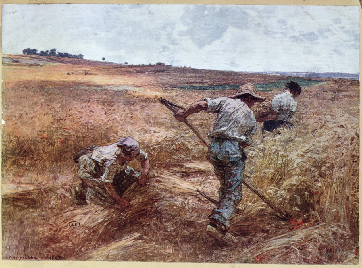 Sadonkorjuukohtaus, 1897 tekijältä Leon Augustin Lhermitte