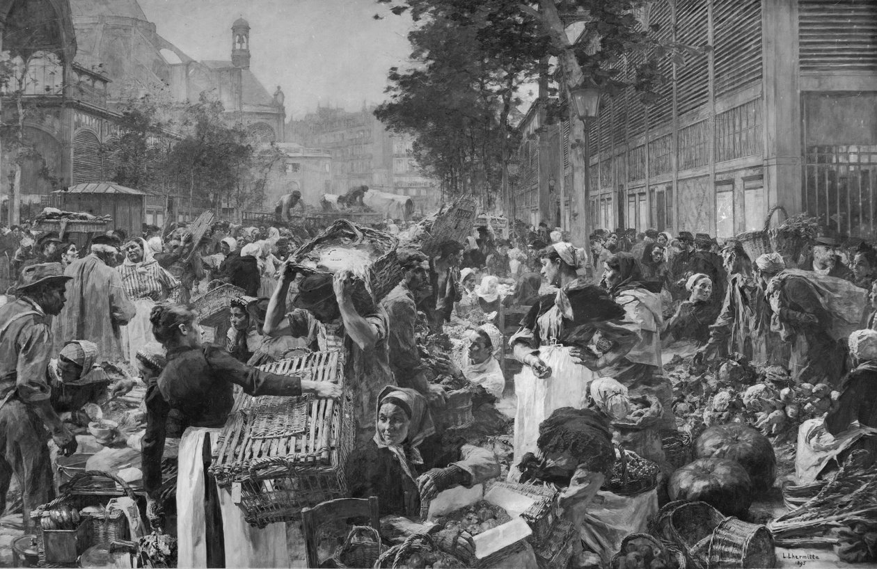 Les Halles, 1895 tekijältä Leon Augustin Lhermitte