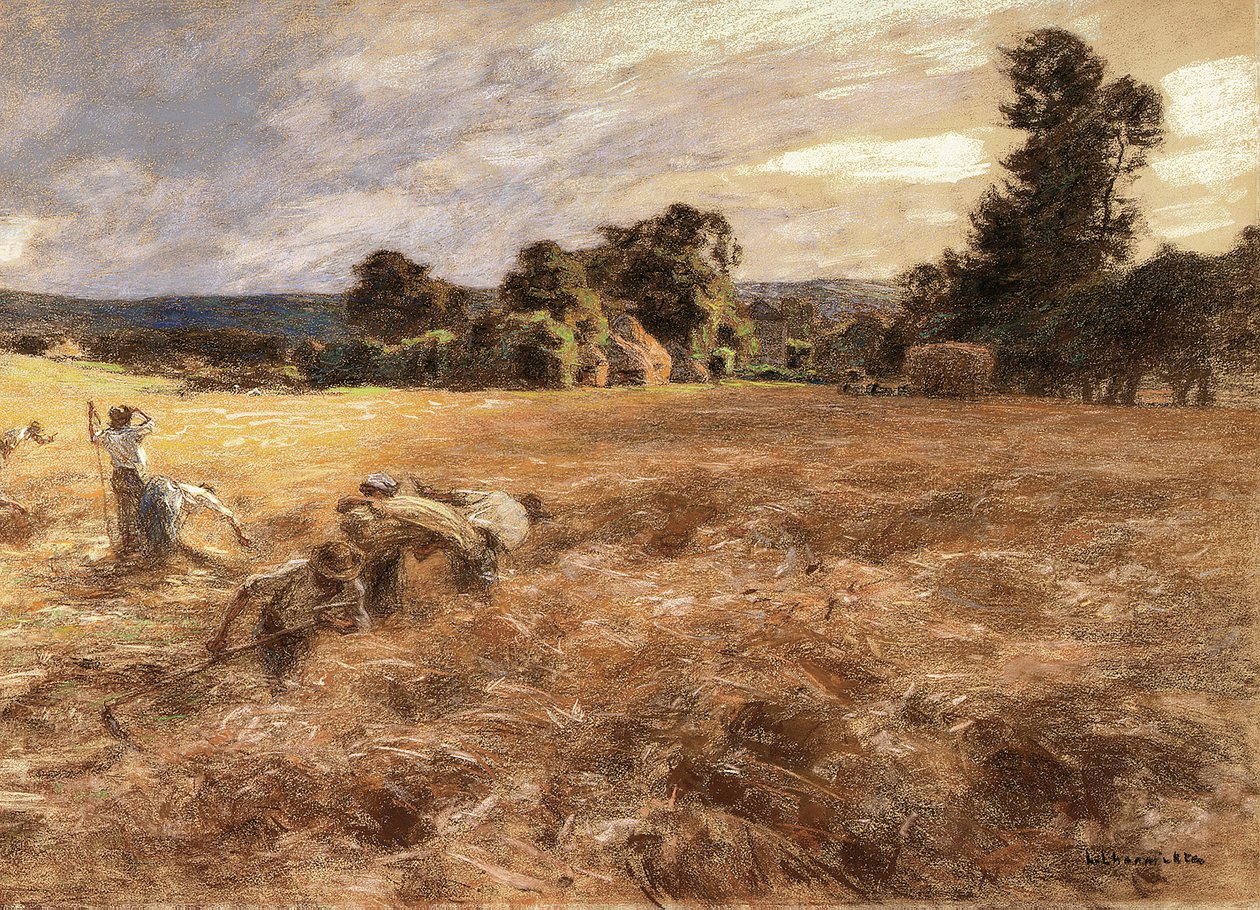 Myrsky sadonkorjuun aikana, 1906 tekijältä Leon Augustin Lhermitte