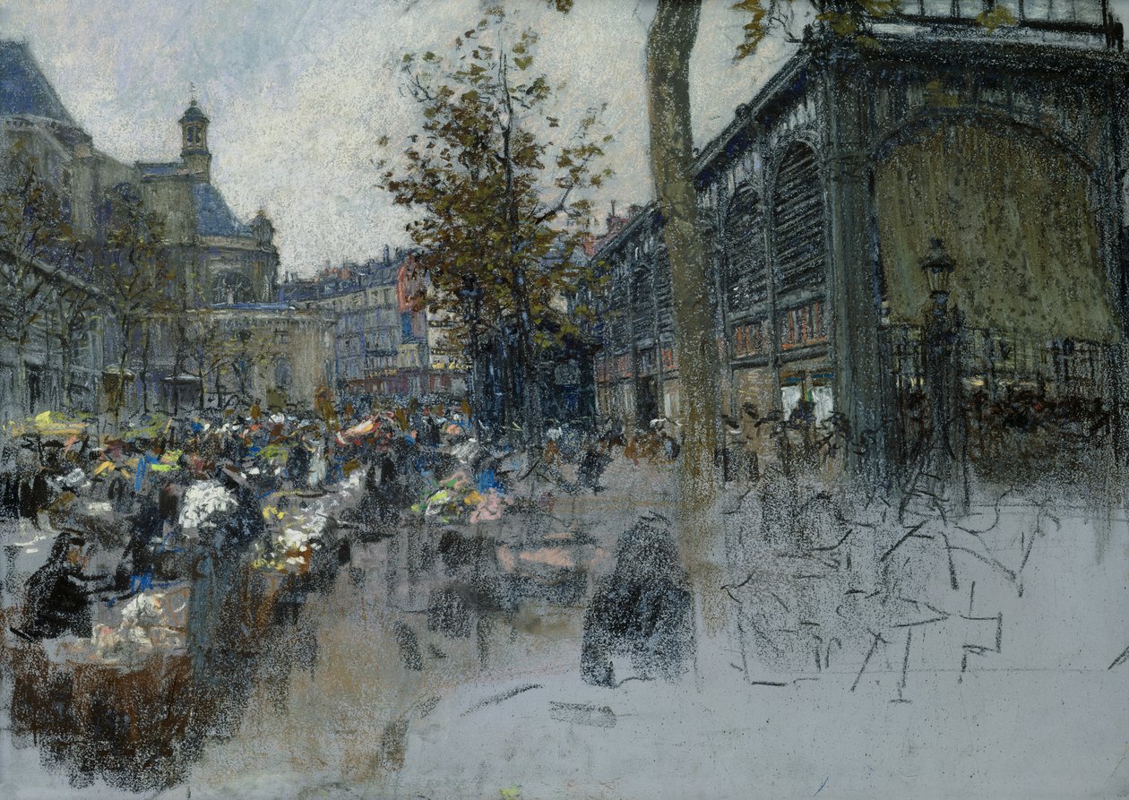 Tutkimus Les Hallesille, 1893 (pastelli kortilla) tekijältä Leon Augustin Lhermitte