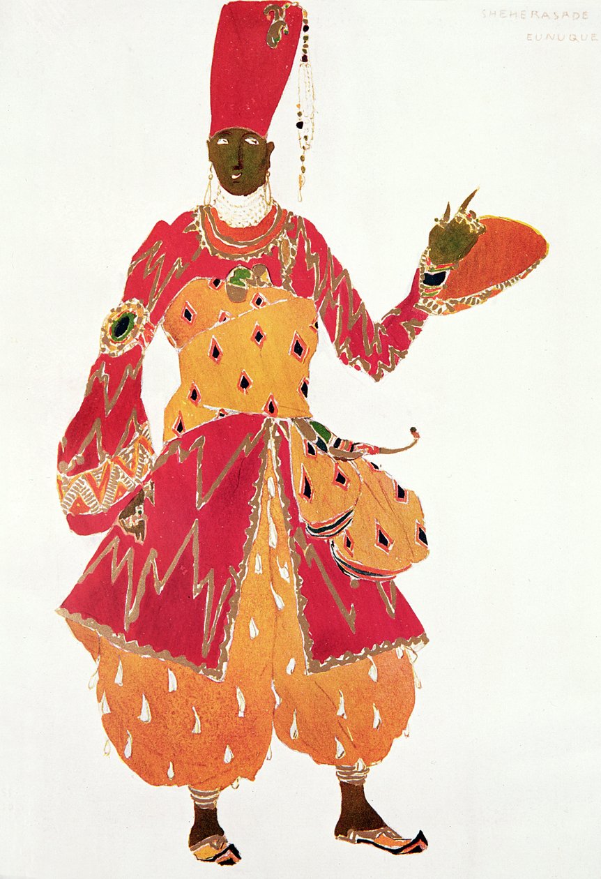 Eunukki, Rimski-Korsakovin baletista "Scheherazade". tekijältä Leon Bakst