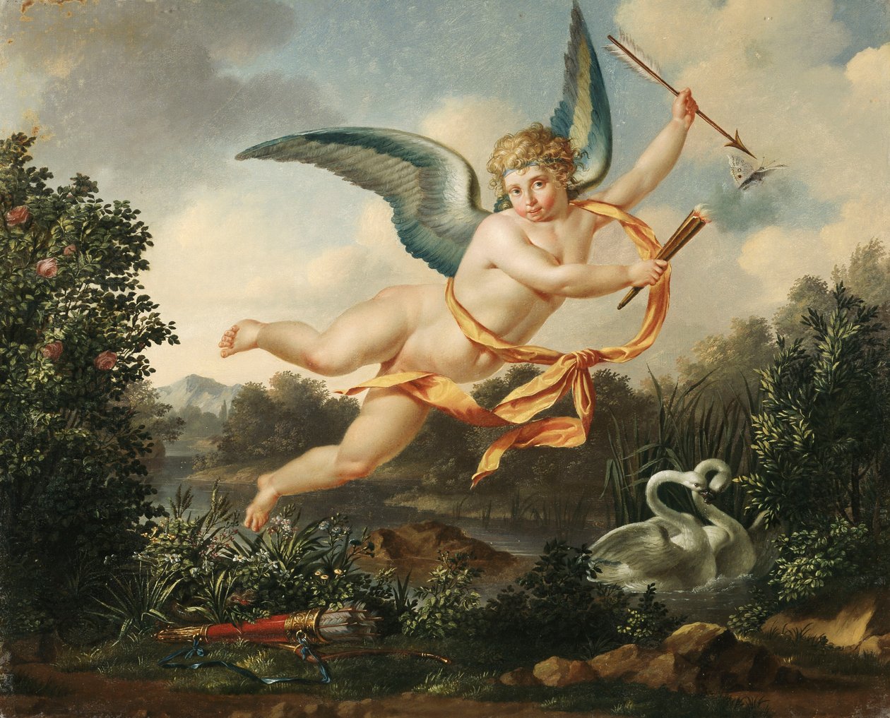Rakkauden allegorioita - Amor soihtulla ja nuolella, 1803 tekijältä Leon Bakst