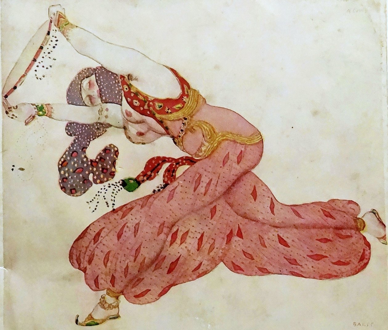 Almee. Pukusuunnittelu N. Rimski-Korsakovin balettiin Sheherazade, 1910 tekijältä Leon Bakst