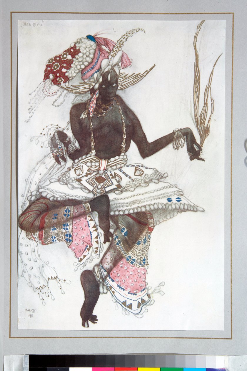 Ballets russes - Leon Bakstin (1866-1924) suunnittelema puku Michel Fokinen balettiin "The Blue God" tekijältä Leon Bakst