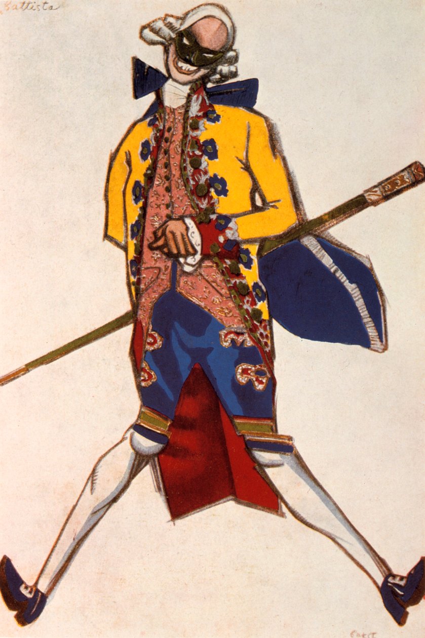 Battista, pukusuunnittelu Carol Goldonin komediaan, 1917 tekijältä Leon Bakst