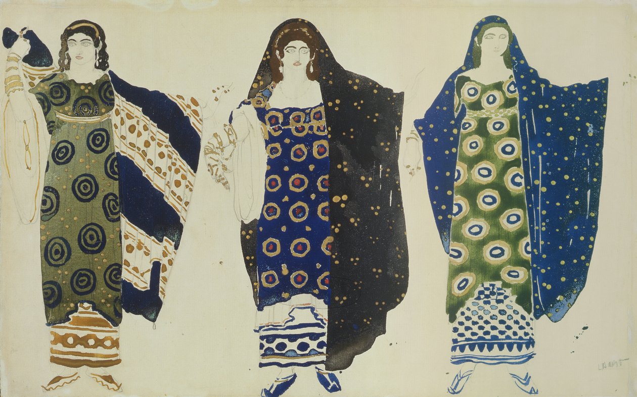 Sophoklen pukusuunnittelu Oidipukselle Colonuksessa, 1904 (wc paperilla) tekijältä Leon Bakst