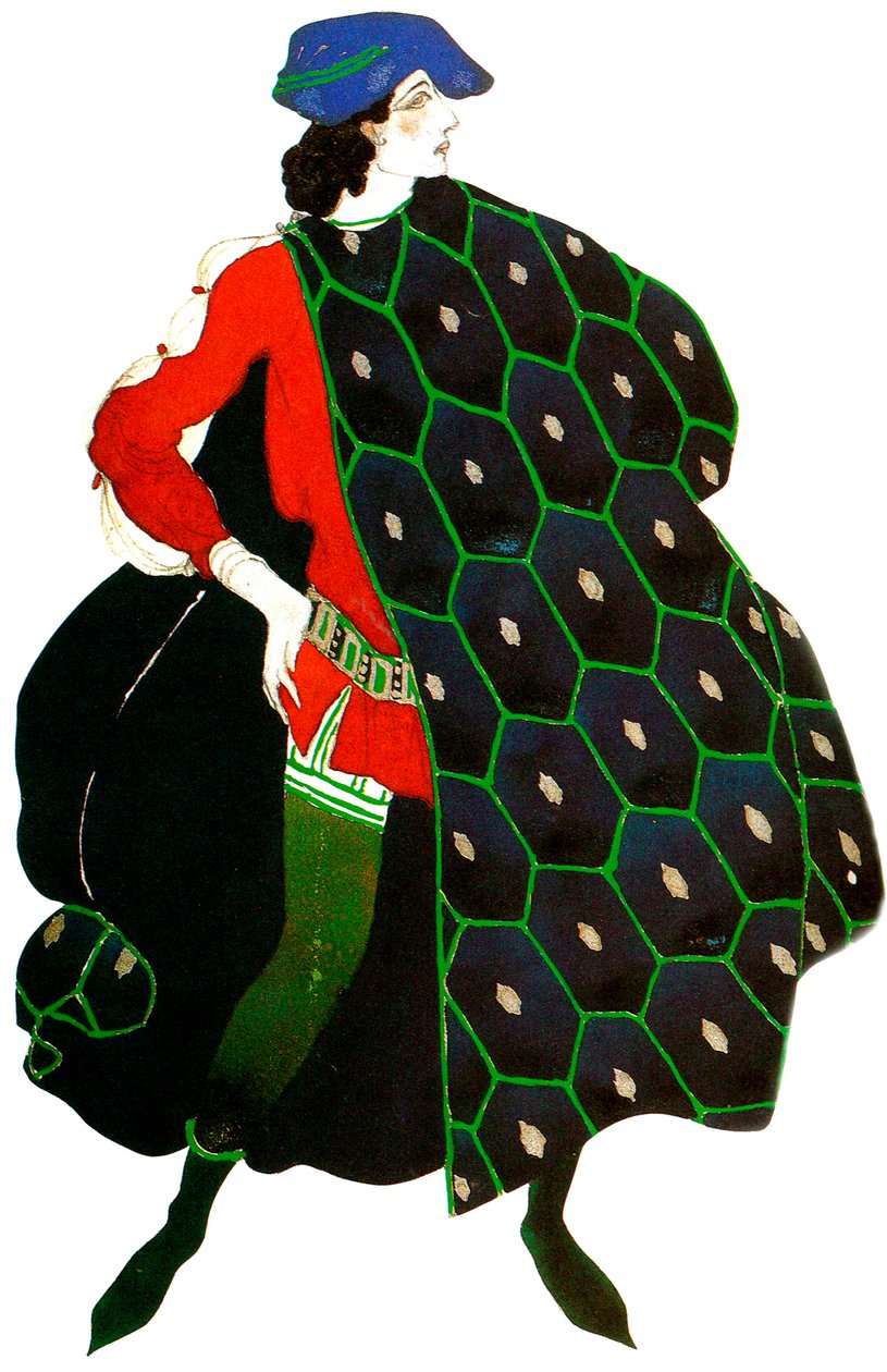 Pukusuunnittelu Gabriele dAnnunzios -baletille Pyhän Sebastianin marttyyrius, vuodelta 1911 tekijältä Leon Bakst