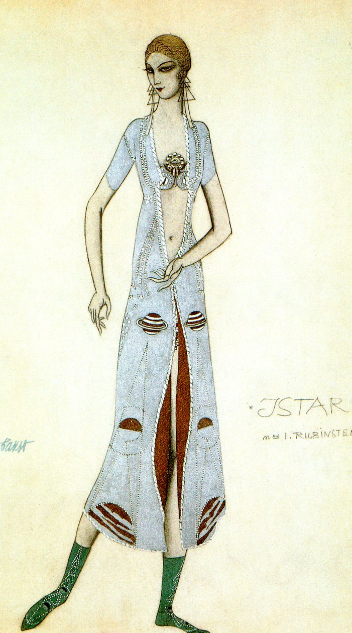 Pukusuunnittelu Ida Rubinsteinille Ishtarina, 1924. tekijältä Leon Bakst