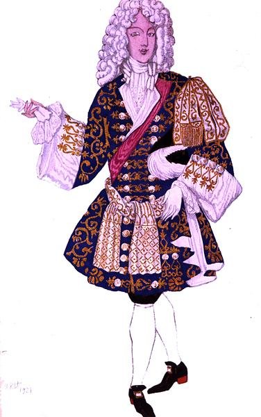 Pukusuunnittelu elokuvaan The English Bridegroom (Englantilainen sulhanen), elokuvasta Sleeping Beauty (Ruusunen). tekijältä Leon Bakst