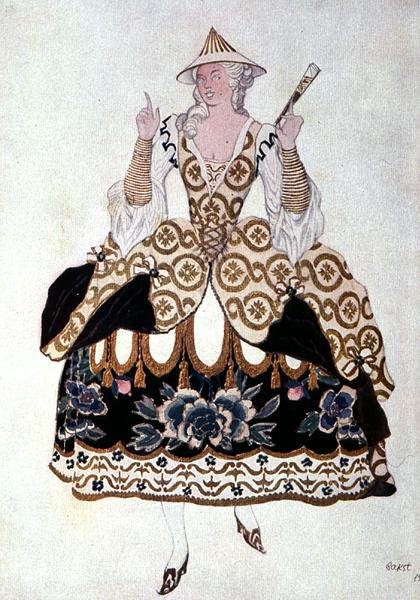 Pukusuunnittelu kiinalaiselle naiselle, Sleeping Beauty tekijältä Leon Bakst