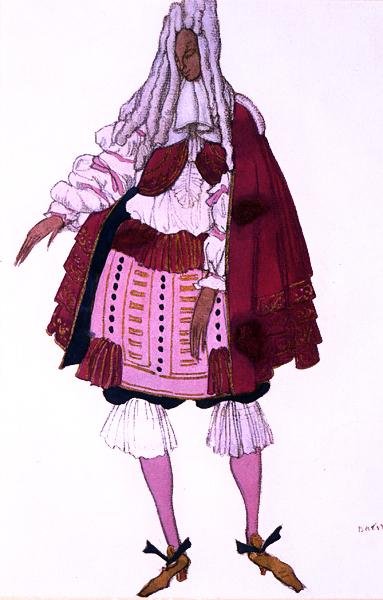 Pukusuunnittelu elokuvaan Courtier at the Baptist, elokuvasta Sleeping Beauty (Ruusunen). tekijältä Leon Bakst