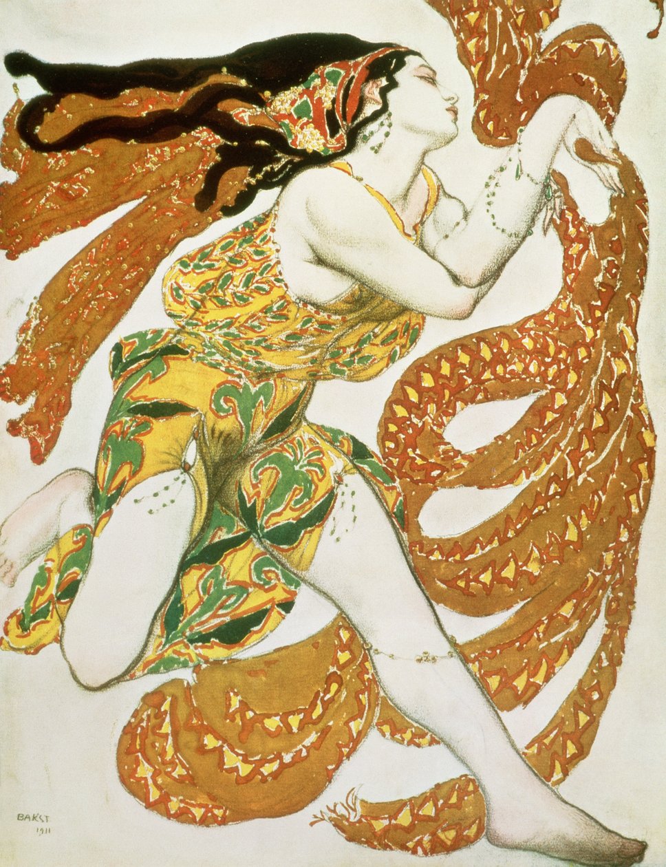 Pukusuunnittelu Bacchantelle Tcherepninin Narcissessa tekijältä Leon Bakst