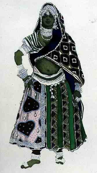 Pukusuunnittelu arabitytölle, Le Dieu Bleu tekijältä Leon Bakst