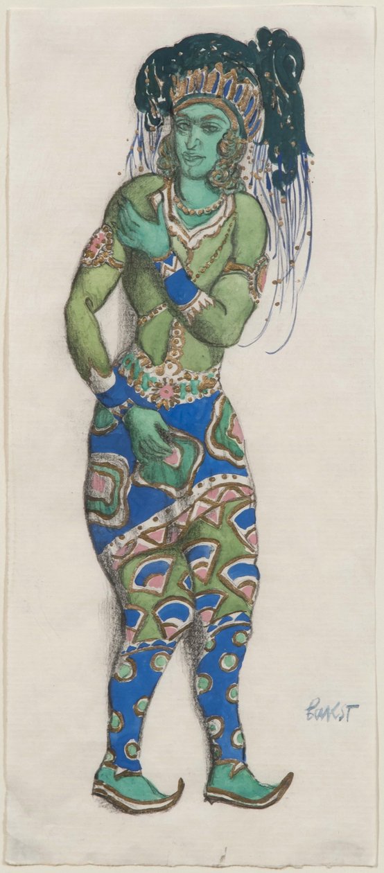 R. Hahnin pukusuunnittelu Ballet Blue Godille, 1911 tekijältä Leon Bakst