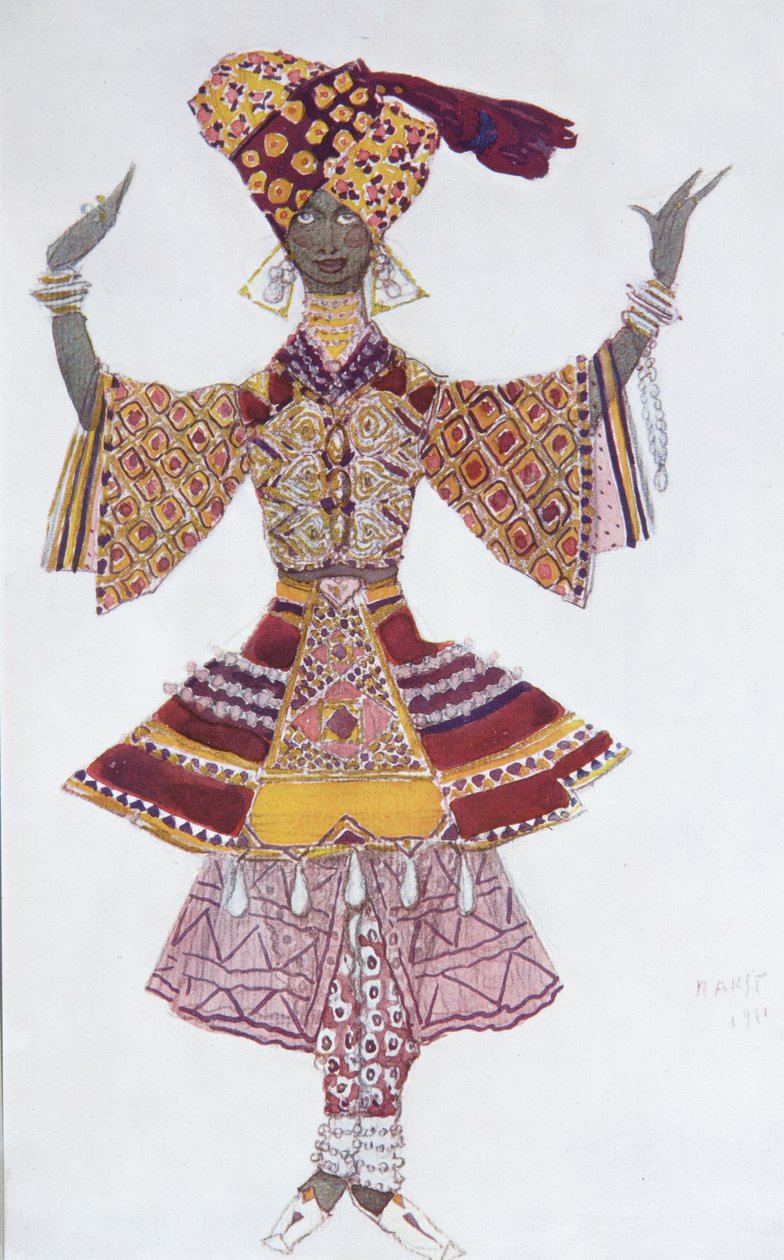 R. Hahnin pukusuunnittelu Ballet Blue Godille, 1912 tekijältä Leon Bakst
