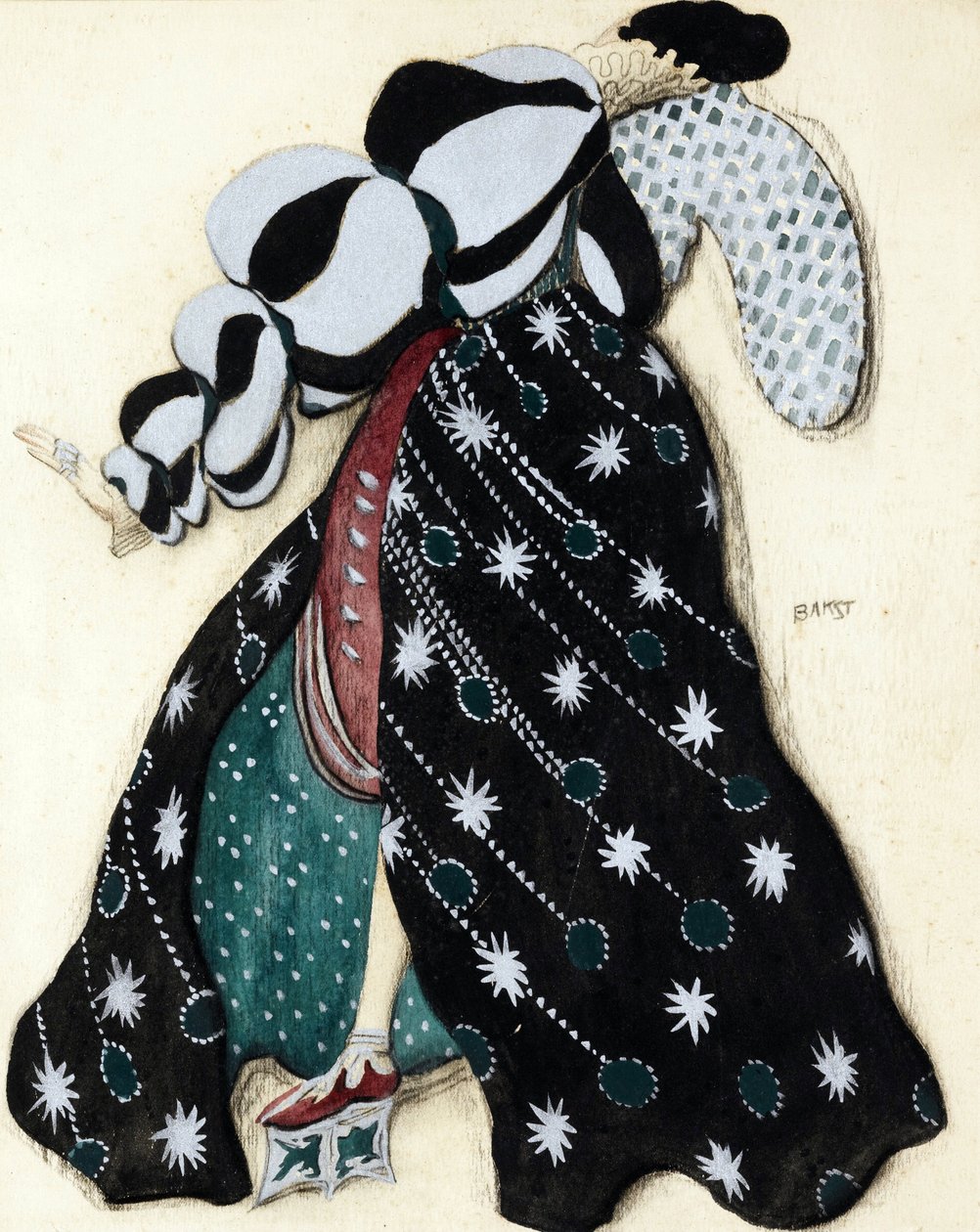 Pukusuunnittelu R. Straussin balettiin "La Legende de Joseph" - Bakst, Leon (1866-1924) - 1914 - Akvarelli, guassi paperille - 33x28 - Yksityiskokoelma tekijältä Leon Bakst