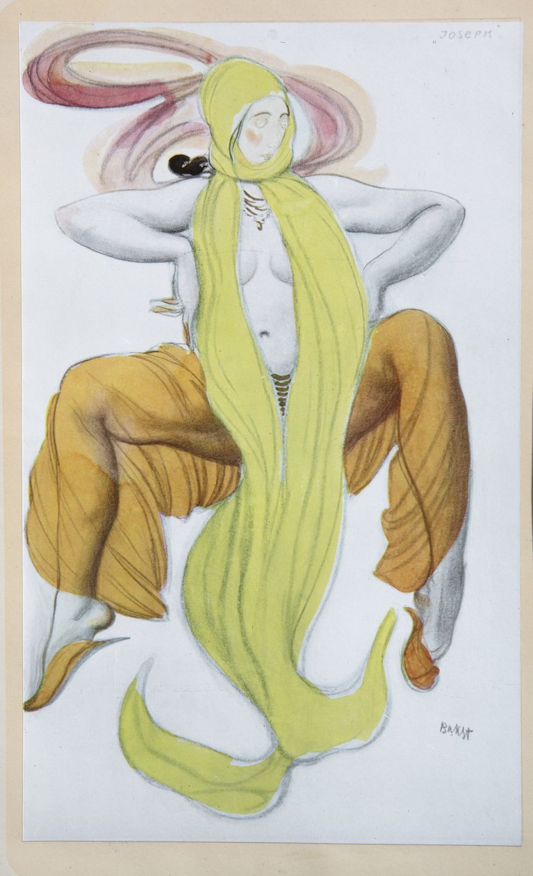Pukusuunnittelu R. Straussin balettiin The Legend of Joseph, 1914 tekijältä Leon Bakst