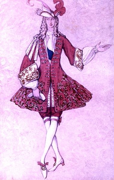 Prinsessasivun pukusuunnittelu Prinsessalle, Sleeping Beauty tekijältä Leon Bakst