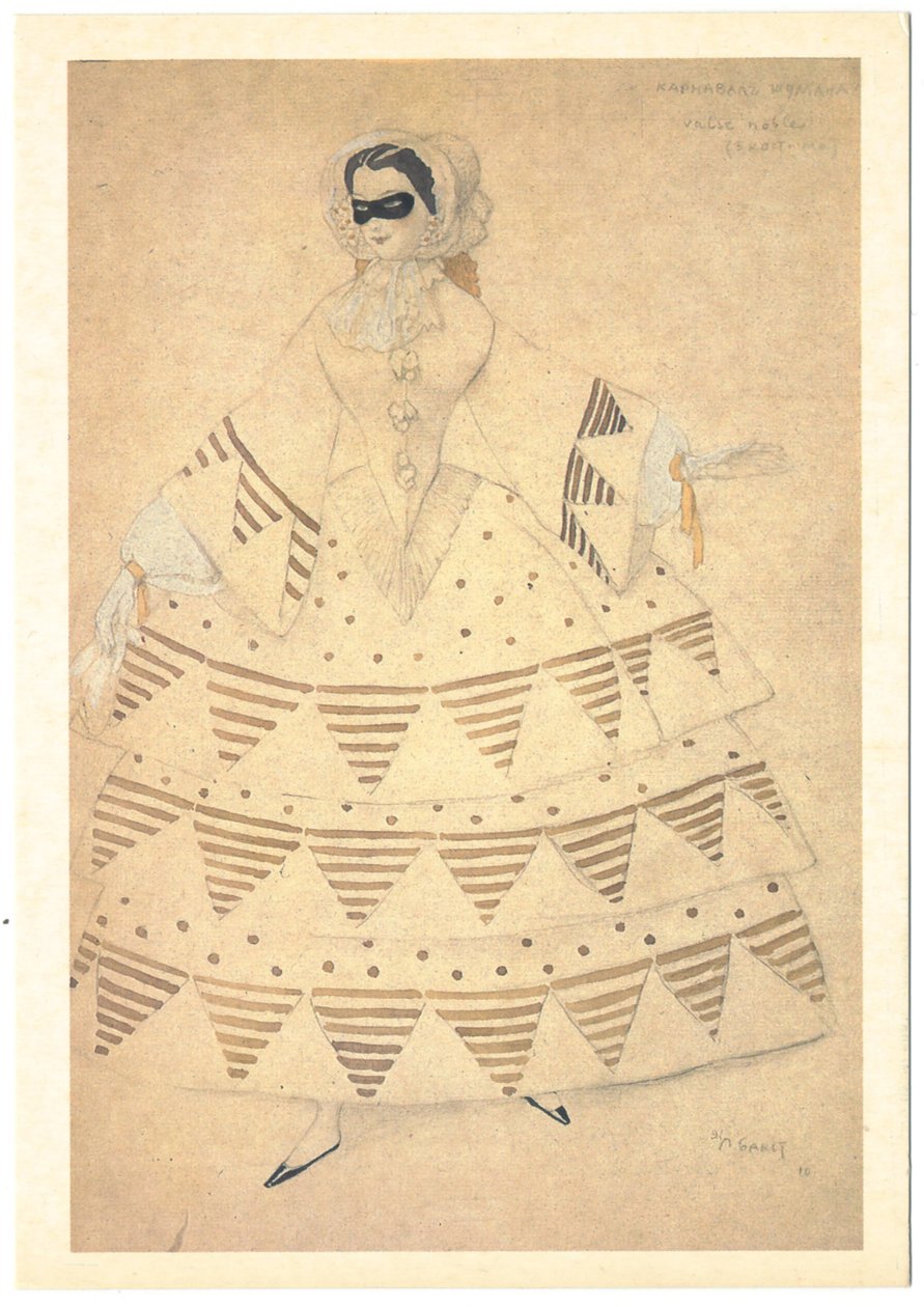 Pukusuunnittelu R. Schumannin balettiin Carnaval, 1910 tekijältä Leon Bakst