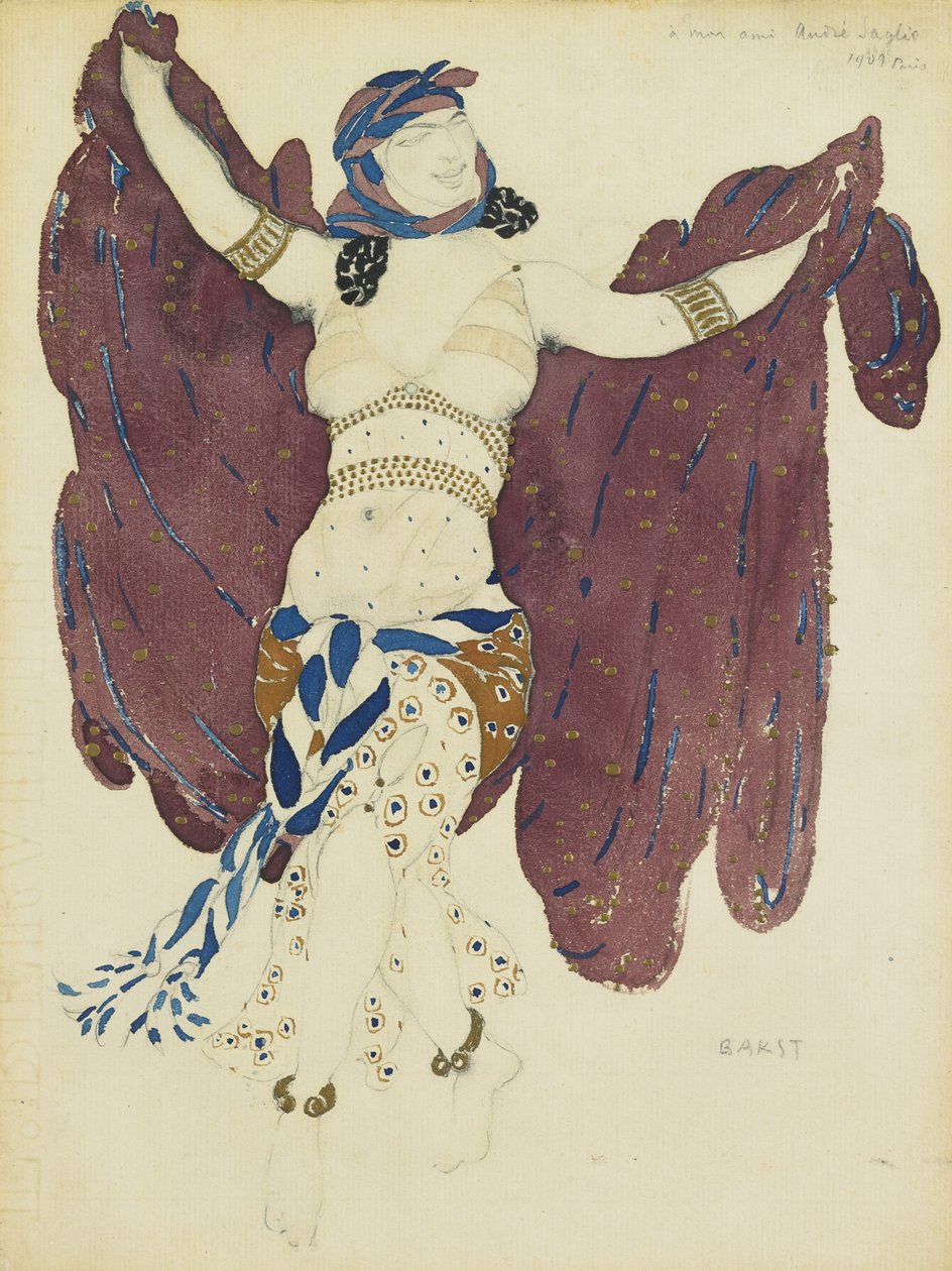 Pukusuunnittelu A. Arenskyn Cleopatra-balettiin tekijältä Leon Bakst